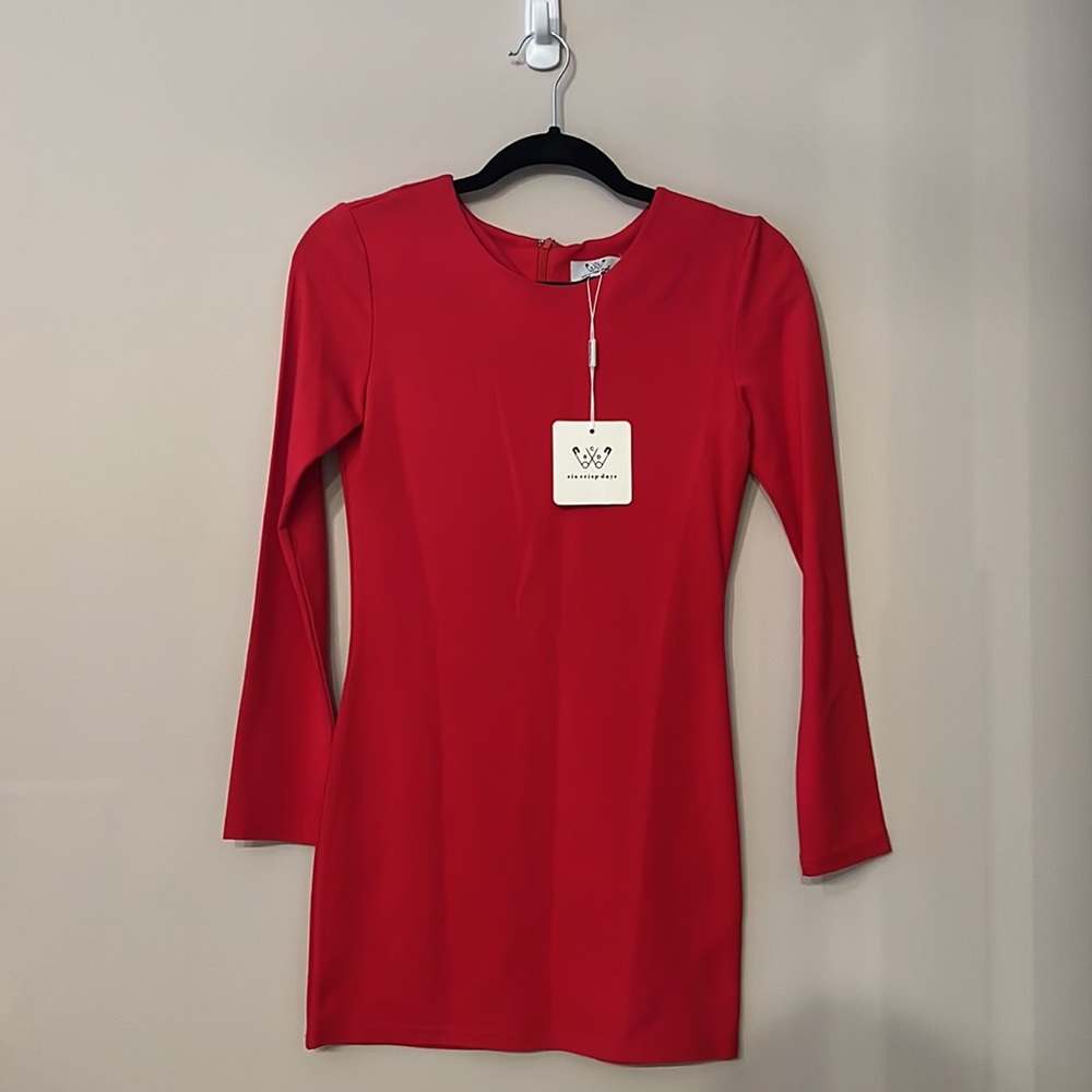 Six Crisp Days Fitted red knit dress